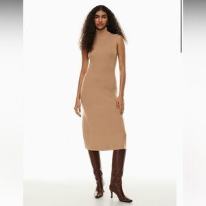 Aritzia Wilfred Mimi Knit Midi Dress - color for sale is maroon